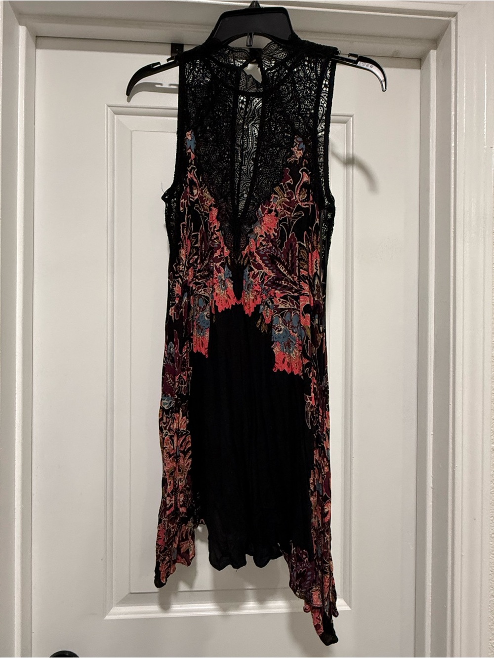 Free People Multicolor Floral Lace-Trim Sleeveless Tunic
